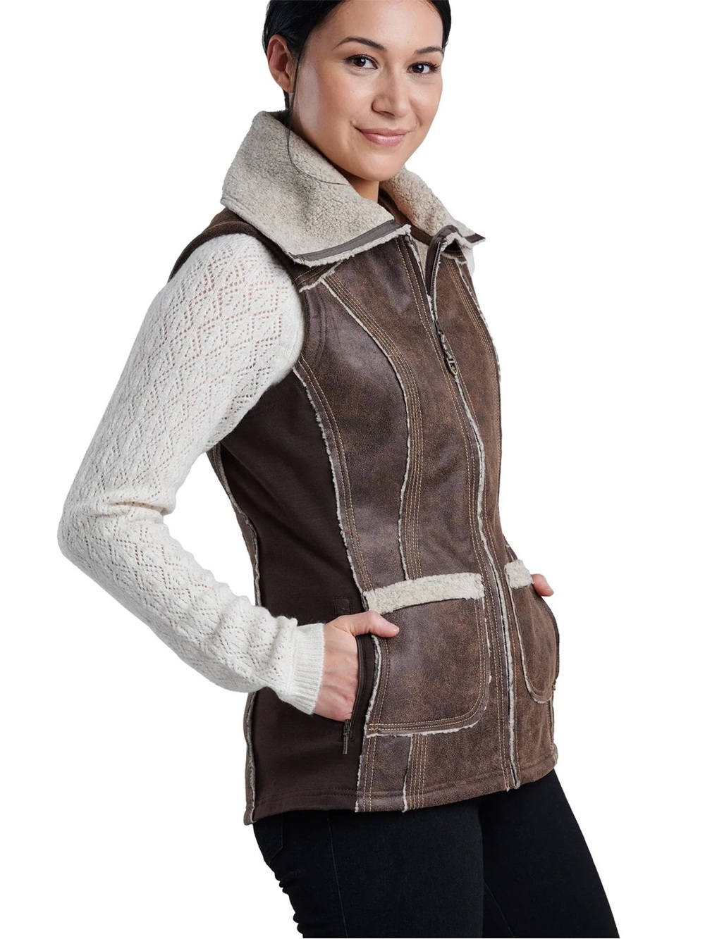 Kuhl Dani Sherpa Vest Womens Oak Brown